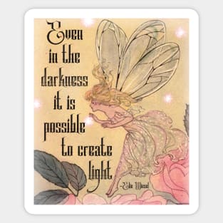 Magical Sapphic Fairy Vintage Art Elie Wiesel Quote Sticker